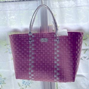 Kate Spade Large Woven Plastic Tote Beach Bag New